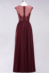Affordable Scoop Lace Appliques Yellow Bridesmaid Dresses with Slit-27dress